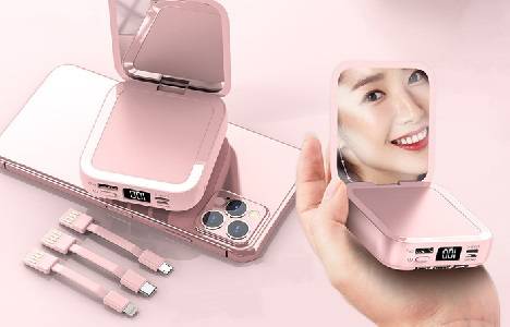 80% Off Mini Power Bank With Makeup Mirror